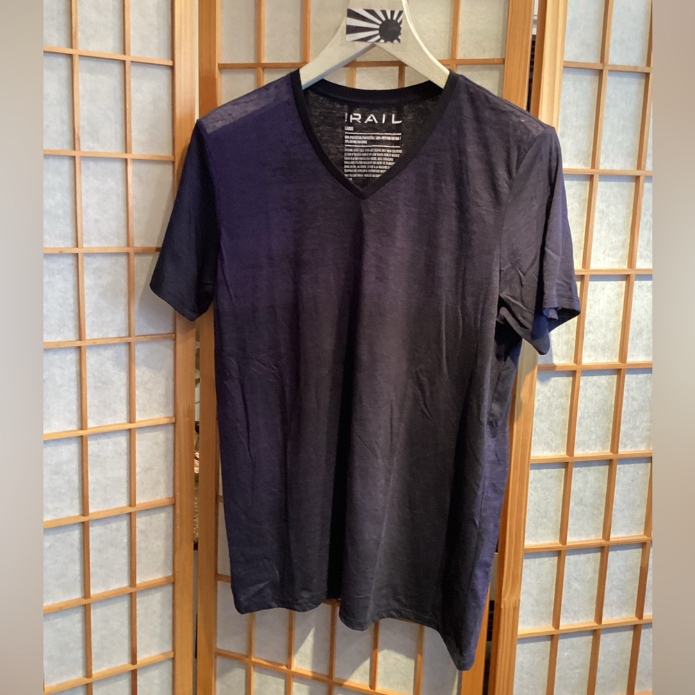 The Rail Navy Blue Burnout Wash Short Sleeve V-Neck T-Shirt Men's Size Large